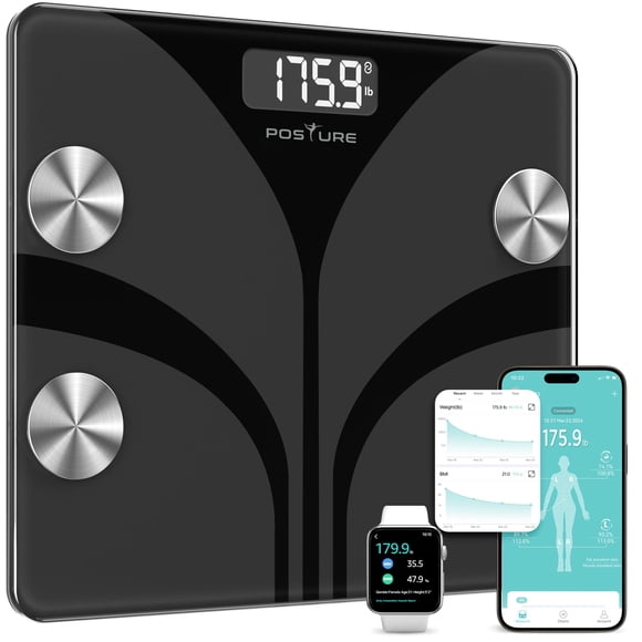 Báscula de postura inteligente Posture con pantalla LCD de 400 kg, color negro