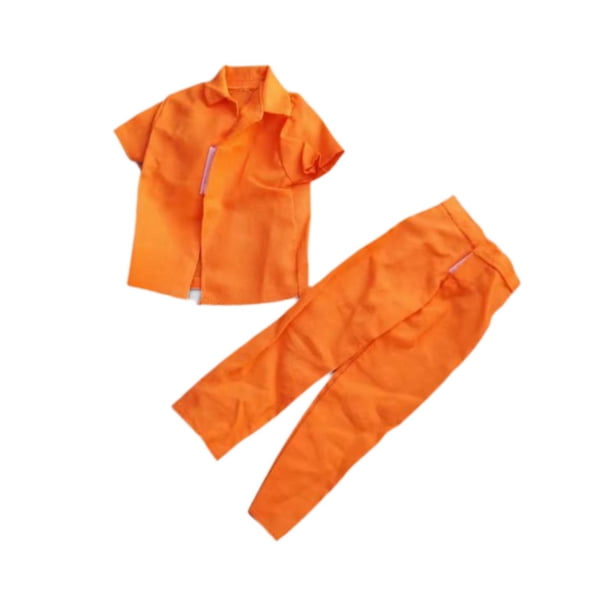 2 piezas de uniforme de prisión a escala 1/6, disfraz de abrigo y pantalones de manga corta, ropa de muñeca hecha a mano para figuras de acción depara
