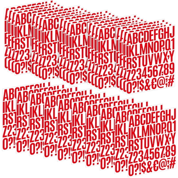 Hojas de stickers Metsyth con letras, 1500 piezas, vinil rojo de 2 pulgadas