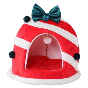 Ioensy - Casa Navideña Para Gatos, Acogedoras Vacaciones, Lindo Nido Antideslizante Para Gatos, Cachorros, Gatos Y Gatitos