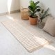 thumbnail image 4 of Alfombra Corredora Geométrica REGALWOVEN, Alfombra Suave y Peluda para Cabecera, Alfombra de Pasillo Antideslizante, Alfombra Moderna Absorbente para Baño Rayas Caqui 47" x 16", 4 of 5
