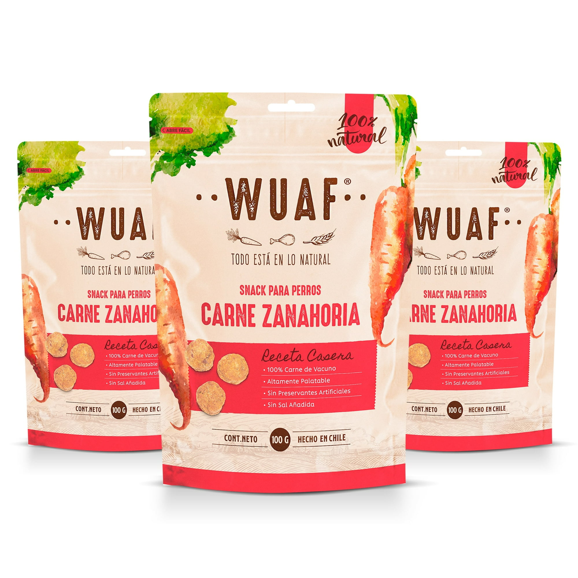Pack 3un. Receta Casera Carne Wuaf 100gr