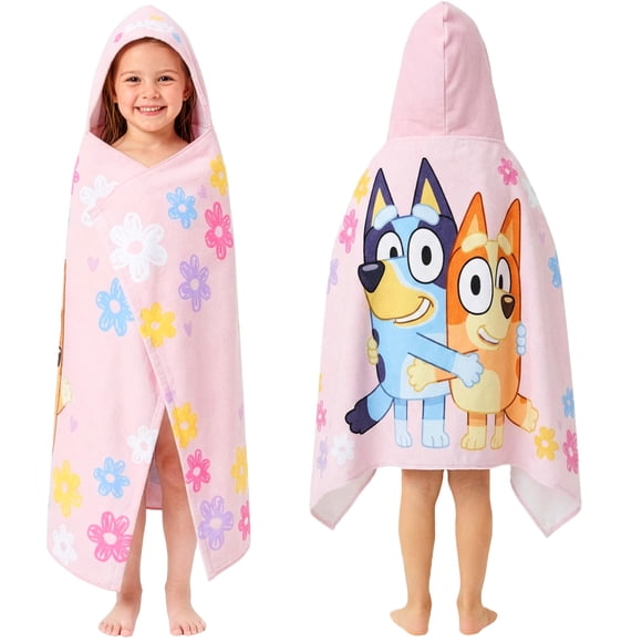 Toalla de baño con capucha Bluey de algodón para niñas de 2 a 6 años