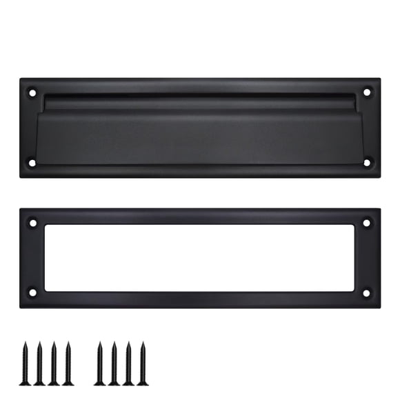 Buzón para correspondencia Ausolous 33 x 9 cm de hierro resistente, negro mate
