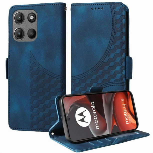 Carcasa FOXDOCK Motorola Moto G15 de cuero PU, diseño acolchado clásico, protección contra caídas y rayones