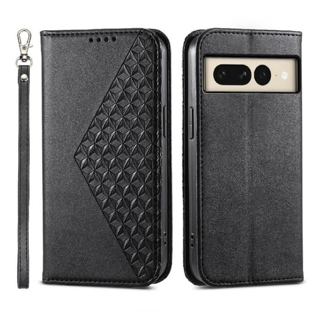 Funda Flip FOXDOCK para Google Pixel 8 Pro , Estilo Billetera con Diseño Rombo, Correa de Mano y Soporte, Uso Diario