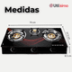thumbnail image 3 of Cocina Encimera a Gas Licuado Vidrio 3 Platos Cocinilla Negro, 3 of 6