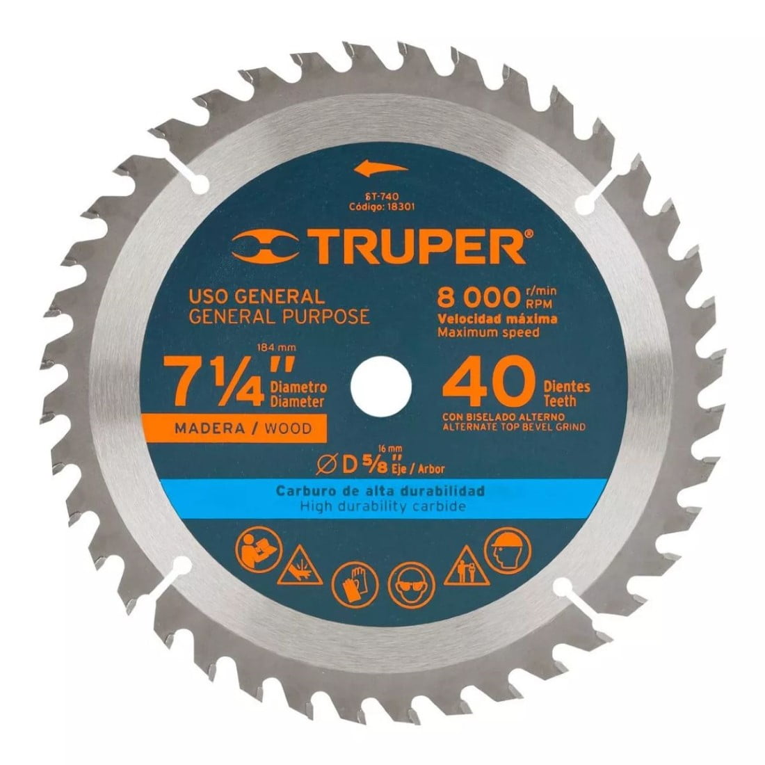 Truper - Disco Sierra Circular 40d 185mm/7.1/4