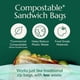 thumbnail image 2 of Bolsas compostables para almacenamiento de alimentos, tamaño sándwich, 25 unidades, Cleanomic, 2 of 7