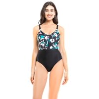 Samia - Enterito Reductor Con Corte Estampado Negro Xl