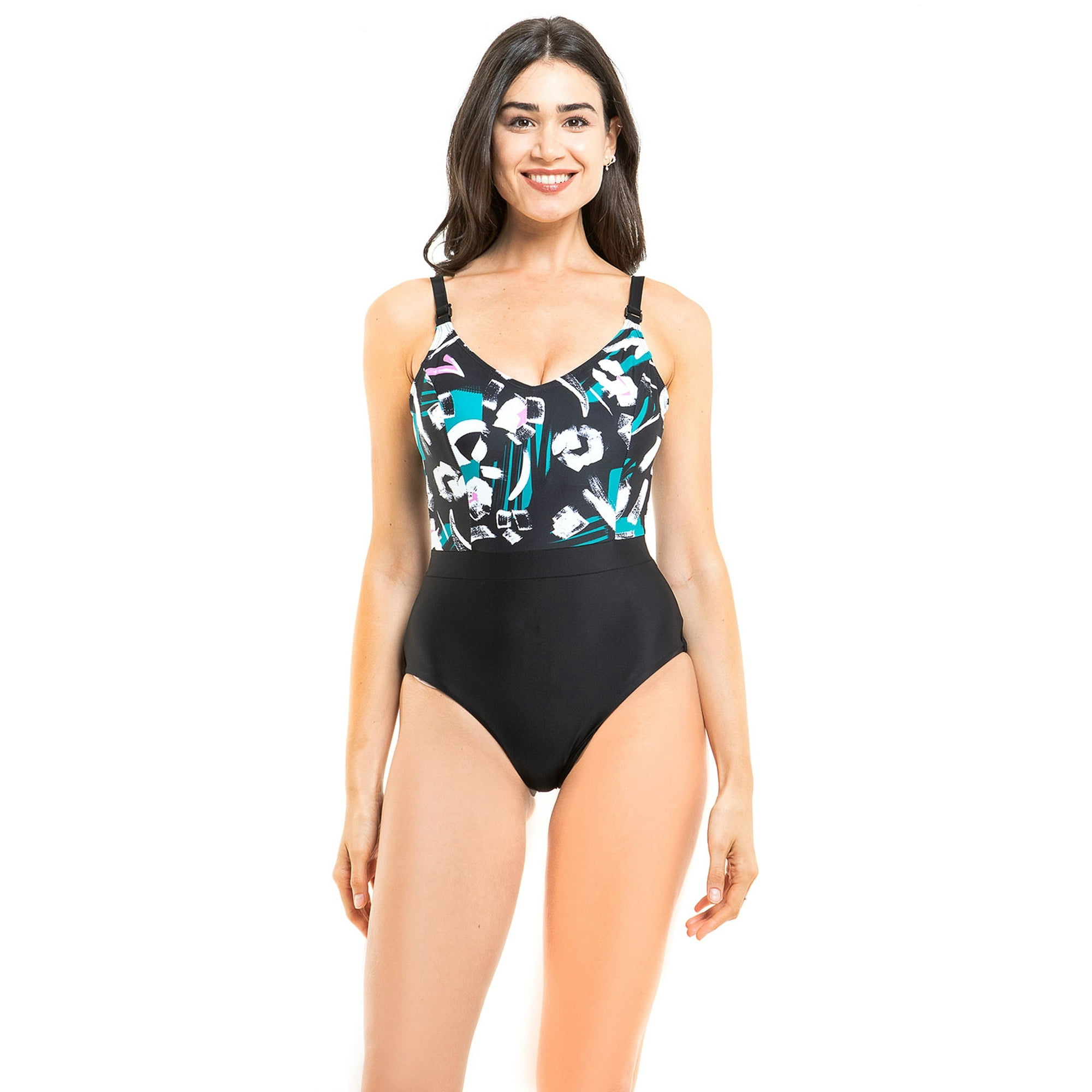 Samia - Enterito Reductor Con Corte Estampado Negro Xl