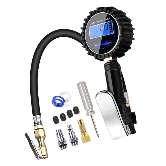 Inflador de neumáticos digital con manómetro 3-200PSI Clip de línea de aire Compresor LCD Accesorios de mandril de aire Se adapta a camión Motocicleta Estilo B