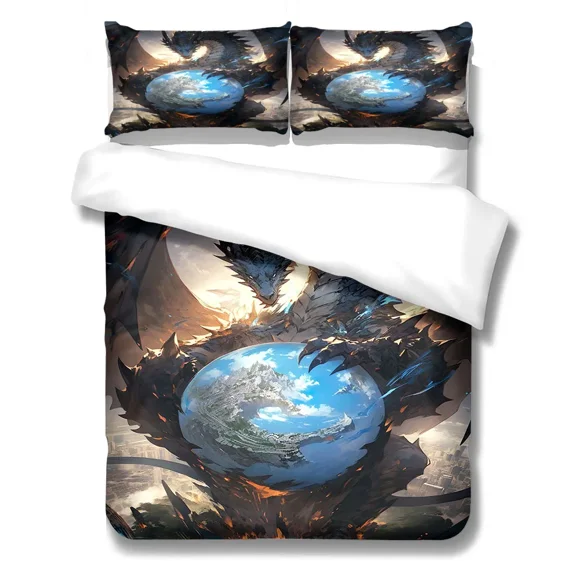 Oriental Dragon Duvet Cover Set Double Bed Linen Set Bed Sheets
