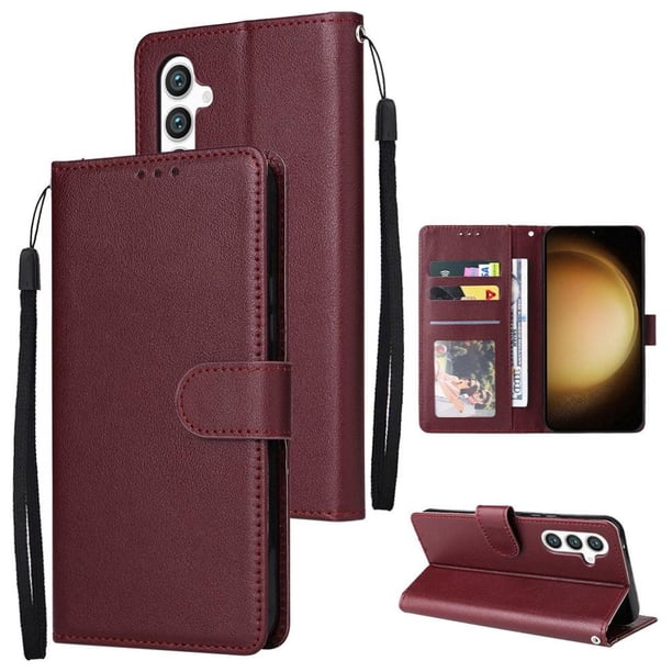 Funda Cartera para Samsung Galaxy 5 con Tarjetero, Soporte y Cordón - Protección Rojo