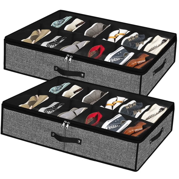 Organizador Meerainy para guardar zapatos para debajo de la cama, paquete de 2, negro