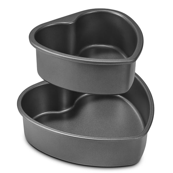 Molde para tartas HONGBAKE en forma de corazón antiadherente de acero al carbono de 20 cm y 15 cm