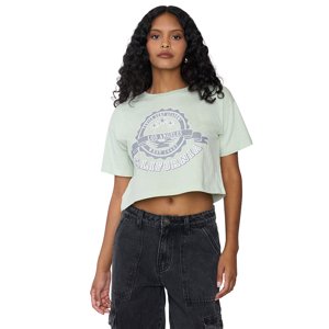 Polera Mujer Fun Manca Corta Crop Verde Agua Corona