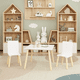 thumbnail image 3 of Kids Table and 2 Chairs Set, 3 Pieces Toddler Table and Chair Set, Wooden Activity Play Table Set (White), 3 of 3