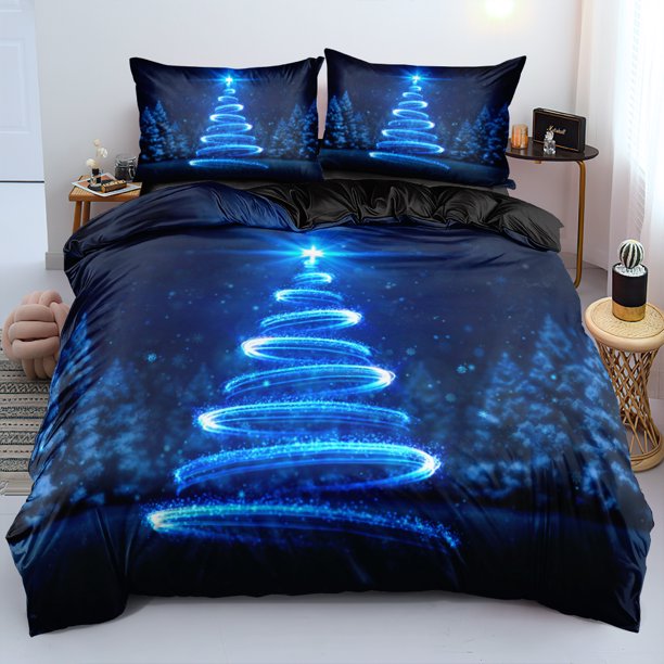 Christmas Tree Star Duvet Cover ed Bedding Set 3Pcs Full Adult Kids Bedclothes Quilt Cover Bed Sheets