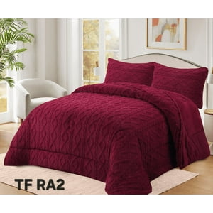 Mundo Shopping - Plumon De Invierno Con Chiporro Trenzados Color Burdeo King