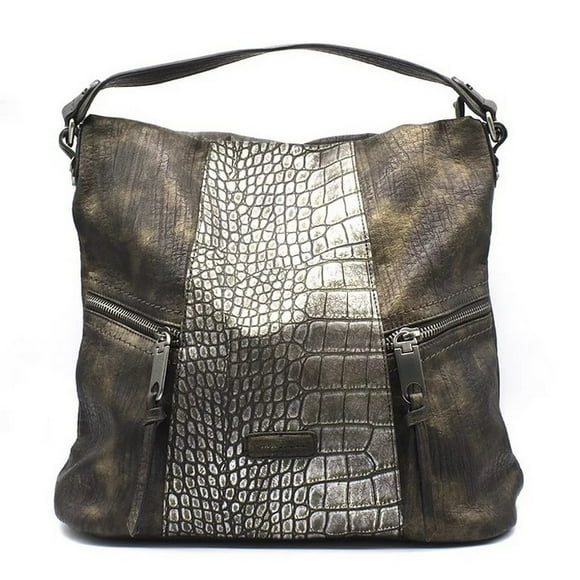 Cartera Agua de Coco Marrón Reptil Metal