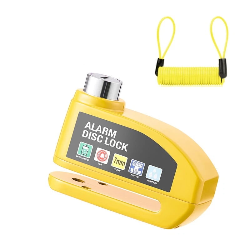 Xusx111 - Cerradura Recargable De Motocicletas Con Alarma De 130db Y Cable De Recordatorio De Acero De 6ft, Para Motocicletas De 7 Mm Pin Bicicletas Ebike Scooter Moped (naranja-amarillo)