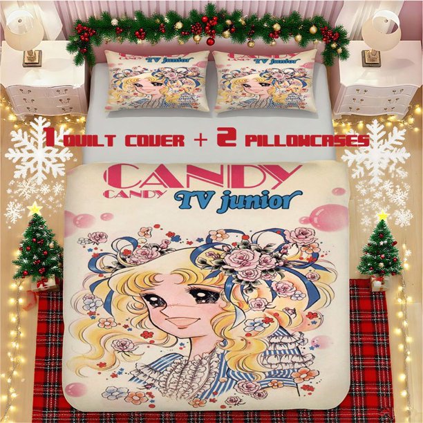 Sweetheart Anime Print Soft Bedding Set Polyester Material for Decoration and Warmth in Living Rooms or Guest Suites