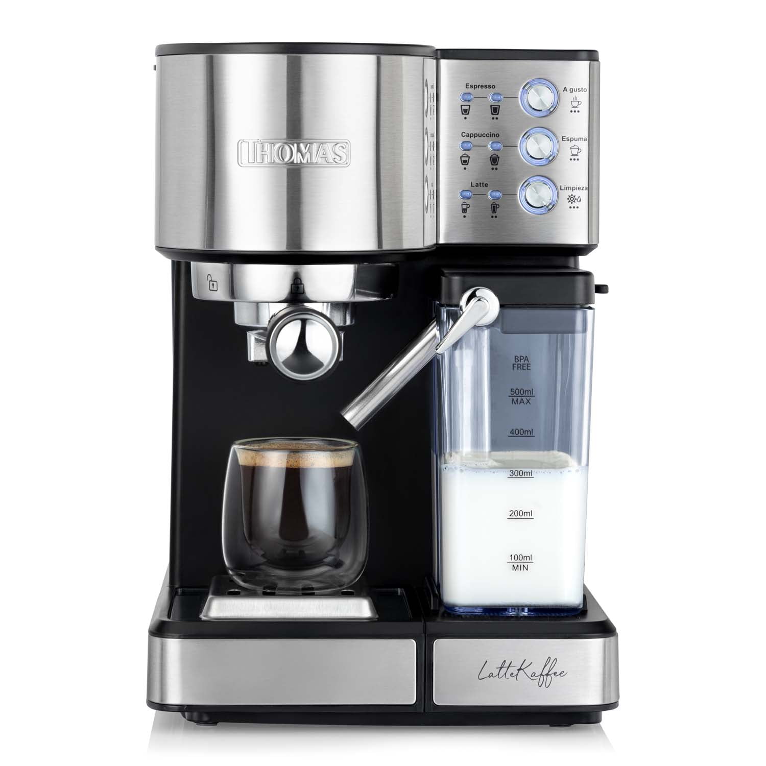 Thomas - Cafetera Expresso Lattekaffee Th-160deli 1.8 Litros 1350w Negro/gris