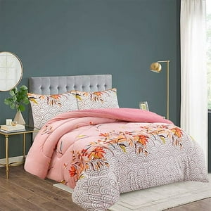 Aladdins Shop - Cobertor De Invierno De Plush Y Chiporro 2 Plazas Salmon Floreado