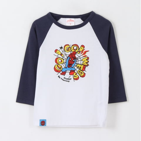 Polera Manga Larga Niño Go Go Webs Spiderman Blanco Marvel