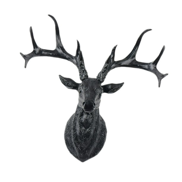 Escultura De Pared Con Cabeza De Ciervo, Escultura De Cabeza De Ciervo De Resina Para Fondo De Sofá, Color Negro