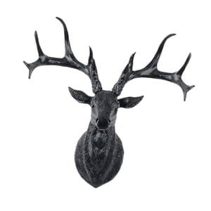 Bothyi - Escultura De Pared Con Cabeza De Ciervo, Escultura De Cabeza De Ciervo De Resina Para Fondo De Sofá, Color Negro