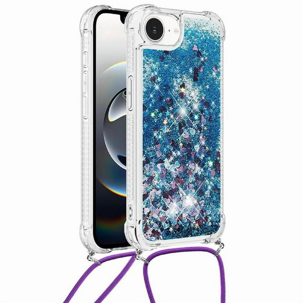 Funda FOXDOCK para iPhone 16e con Cuerda Ajustable, Brillo Líquido, Protección Antigolpes y Lente – Ideal para Regalo