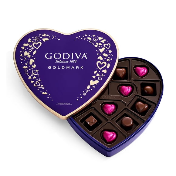 Caja de chocolates Godiva Goldmark Heart Dark, 14 unidades