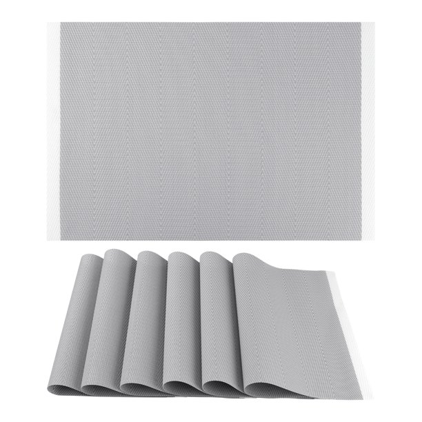 REGALWOVEN Juego de 6 Manteles Individuales para Decoración de Mesa de Comedor de Cocina Lavables Resistentes al Calor Manteles Individuales Limpiables Gris 18*12in