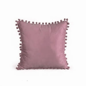 Genérico - Pack De 2 Fundas De Cojines Terciopelo Con Pompones 45X45 Cm Rosada