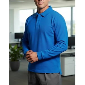 Metalfer - Polera De Trabajo Manga Larga Pique Talla M Azul