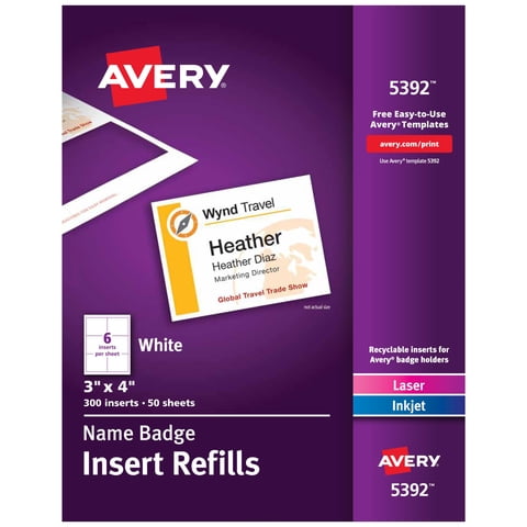 Adhesivos De Identificación Avery 5392, 3 X 4 Cm, Color Blanco, 300 Unidades En Total