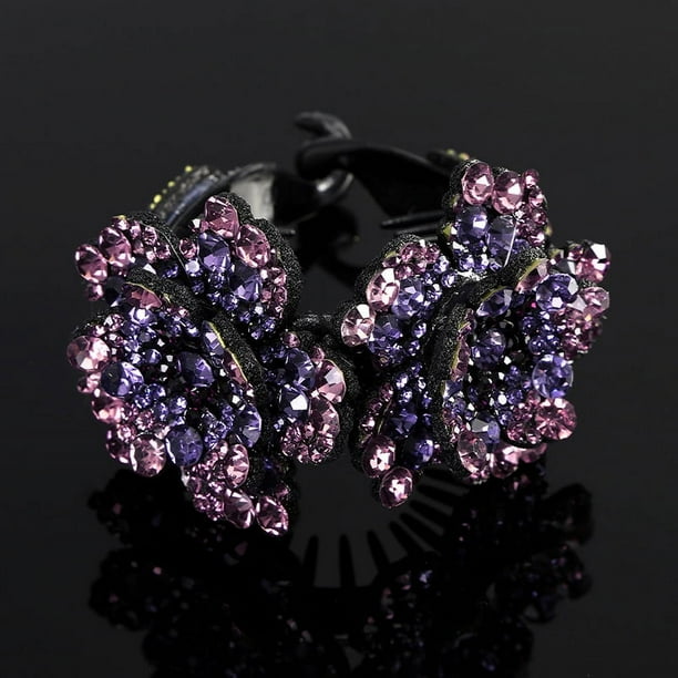 Elegant Rhinestone Hair Claws for Women - Flower Hair Clip Barrettes, Claw Hair Clamps, Ponytail Holder, Hairpin Band - Stylish Hair Accessories