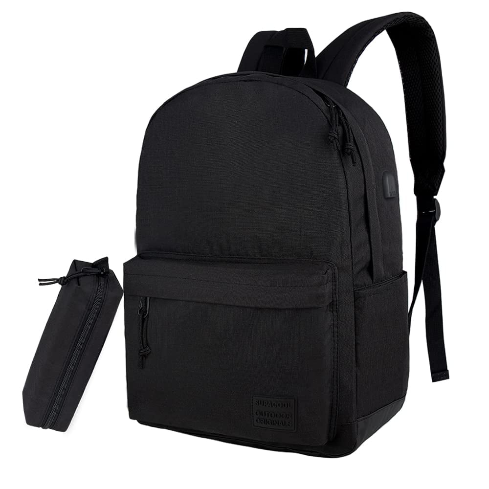 Mochila Escolar Ligera Supacool Con Estuche Para Lápices, Color Negro