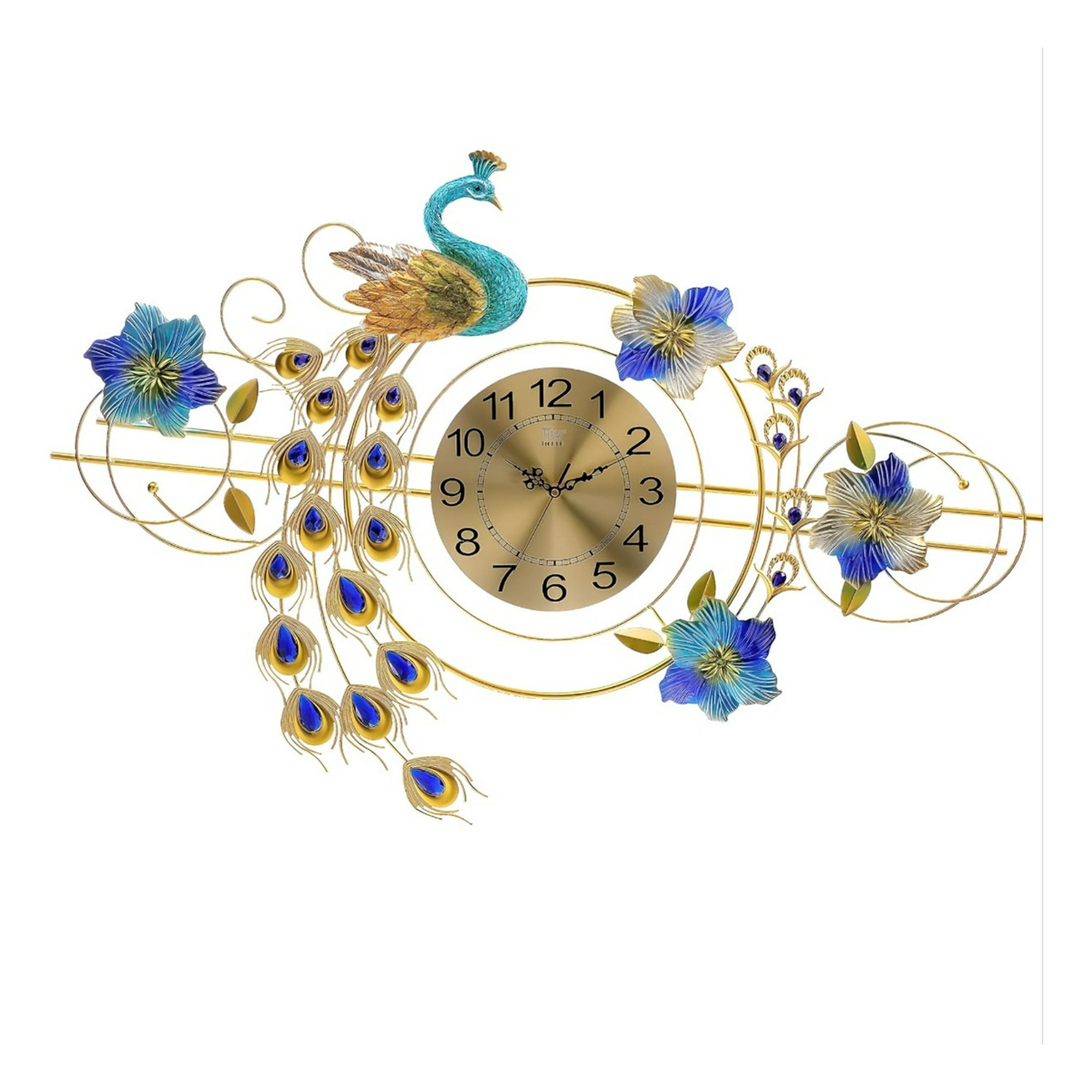Genérico - Reloj Pared 3d Decorativo Silencioso Pavo Real Floral Jhn
