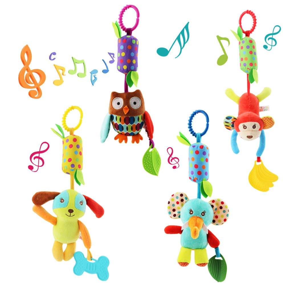 Joyoshare - Sonajero Colgante Para Bebés, Arrugado Y Chirriante, Joyshare, 4 Unidades
