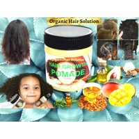 Organic Hair Solution - Grasa De Pomada De Crecimiento Para El Cabello Para Niños: Con Aceite De Ricino, Romero, Mantequilla De Mango Para Puntas Abiertas Y Cuero Cabelludo Seco Para Todos Los Tipos De Cabello (8 Oz)