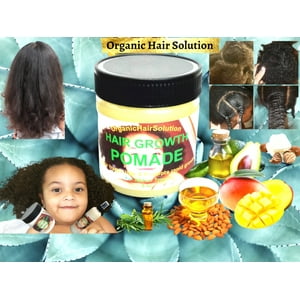 Organic Hair Solution - Grasa De Pomada De Crecimiento Para El Cabello Para Niños: Con Aceite De Ricino, Romero, Mantequilla De Mango Para Puntas Abiertas Y Cuero Cabelludo Seco Para Todos Los Tipos De Cabello (8 Oz)
