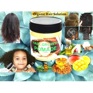 Organic Hair Solution - Grasa De Pomada De Crecimiento Para El Cabello Para Niños: Con Aceite De Ricino, Romero, Mantequilla De Mango Para Puntas Abiertas Y Cuero Cabelludo Seco Para Todos Los Tipos De Cabello (8 Oz)
