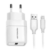 Tecnolab - Cargador Usb Carga Rapida Con Cable Tipo C Tl465 Blanco