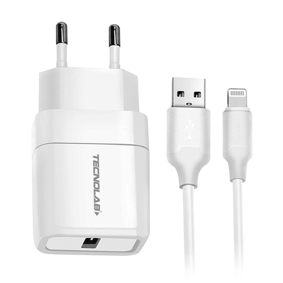 Tecnolab - Cargador Usb Carga Rapida Con Cable Tipo C Tl465 Blanco