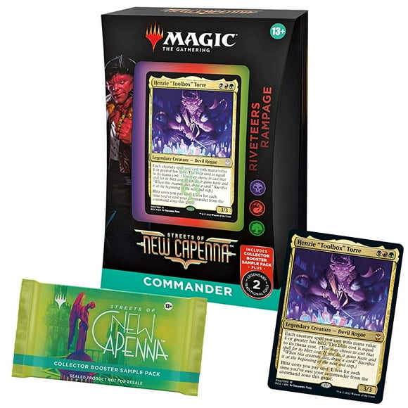 Magic The Gathering Streets of New Capenna Commander Deck Riveteers Rampage Set con Paquete de Muestras