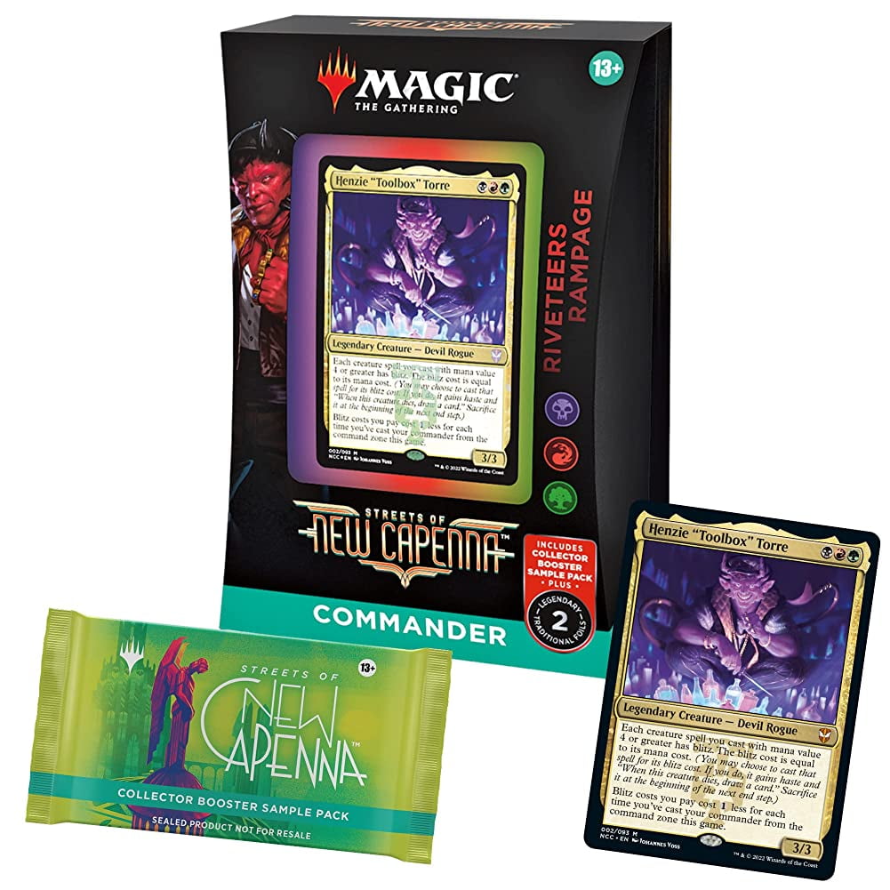 Magic The Gathering Streets of New Capenna Commander Deck Riveteers Rampage Set con Paquete de Muestras