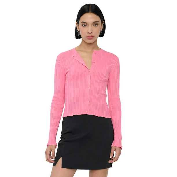 Sweater Mujer Cárdigan Botones Palo Rosa Corona